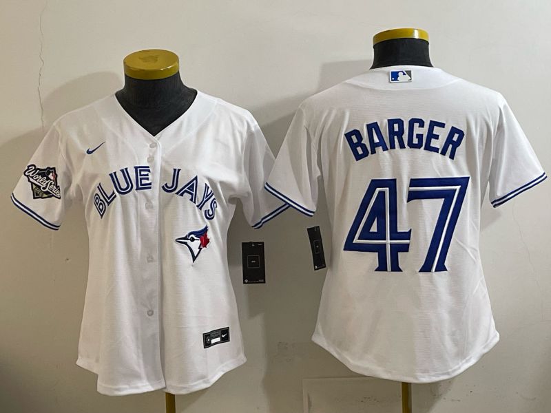 Women 2025 Toronto Blue Jays #47 Barger white Game Nike MLB Jersey style 002